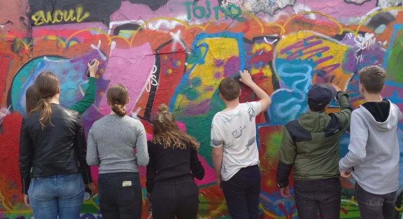 Graffitikunst te zien tijdens activiteiten EK Wielrennen